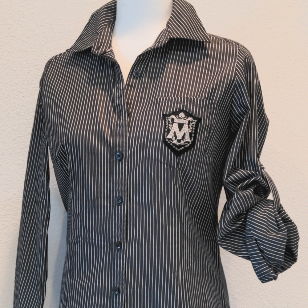 Club Monaco Black Pinstripe Cotton Dress